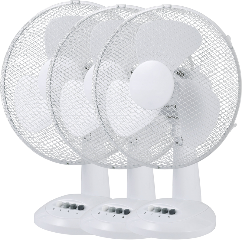 Load image into Gallery viewer, 3x Sheffield 40cm Desk/Table Fan with 3 Speed Settings &amp; Carry Handle in White (PL706)-1
