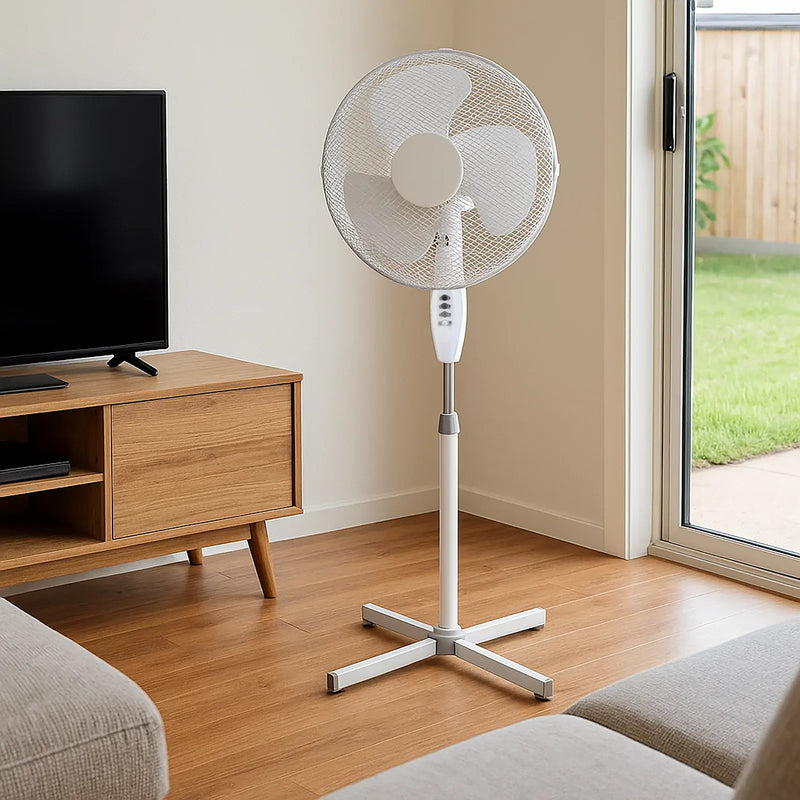 Load image into Gallery viewer, Sheffield 1.25m Tall Pedestal Oscillating Fan Self Standing w/ 40cm Head in White-0
