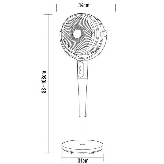 Sheffield 3D  Pedestal Circulator Fan w/ LCD & Remote Control (PLA1955) in Grey-2