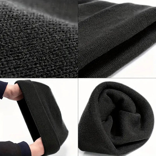 PLAIN BEANIE Unisex Mens Womens Winter Warm Hat Ski Cap Knit One Size - Black-2