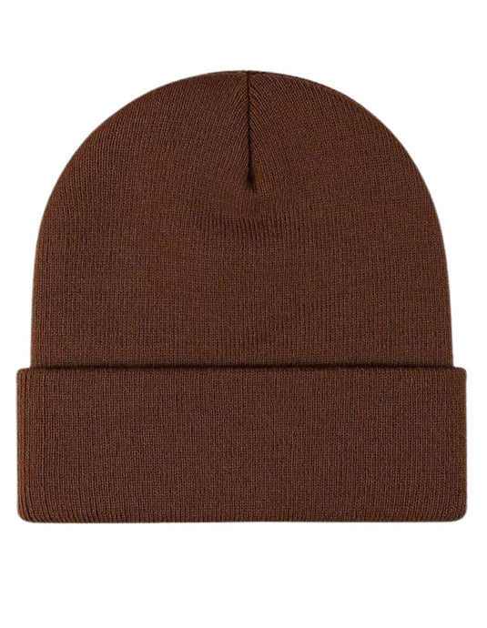 PLAIN BEANIE Unisex Mens Womens Winter Warm Hat Ski Cap Knit One Size - Brown-1