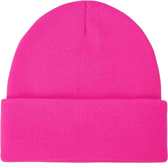Load image into Gallery viewer, PLAIN BEANIE Unisex Mens Womens Winter Warm Hat Ski Cap Knit One Size - Fluro Pink-0
