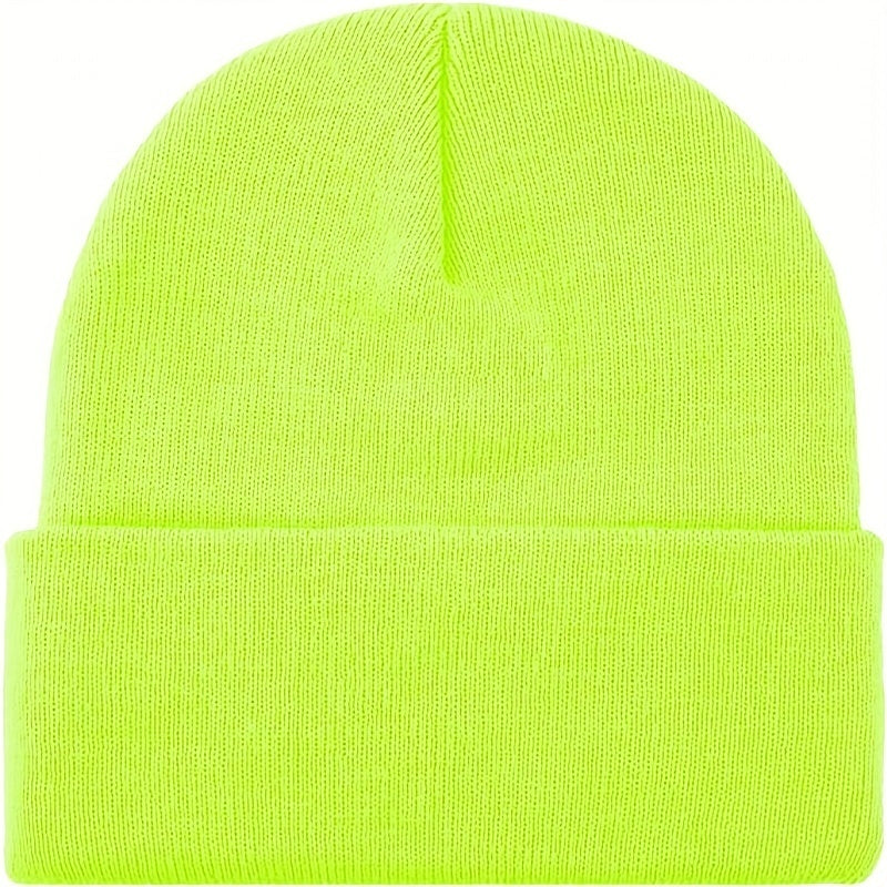 Load image into Gallery viewer, PLAIN BEANIE Unisex Mens Womens Winter Warm Hat Ski Cap Knit One Size - Fluro Yellow-1
