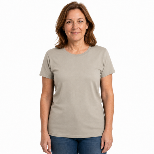 Womens PLAIN T-SHIRT 100% COTTON Tee Short Sleeve Basic Ladies Top Blank - Light Camel-0
