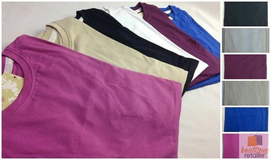 Womens PLAIN T-SHIRT 100% COTTON Tee Short Sleeve Basic Ladies Top Blank-1