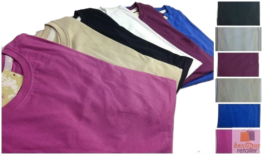 Womens PLAIN T-SHIRT 100% COTTON Tee Short Sleeve Basic Ladies Top Blank-0