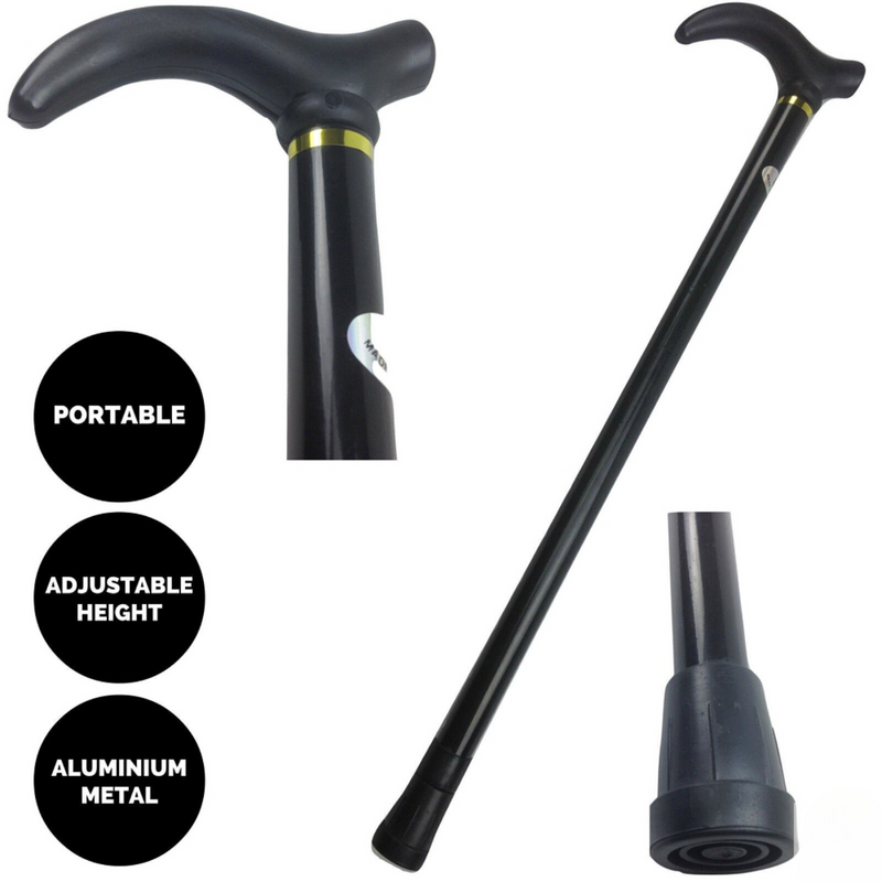 Load image into Gallery viewer, Metal WALKING STICK Travel Extendable Pole Compact Adjustable Lightweight - Black-1

