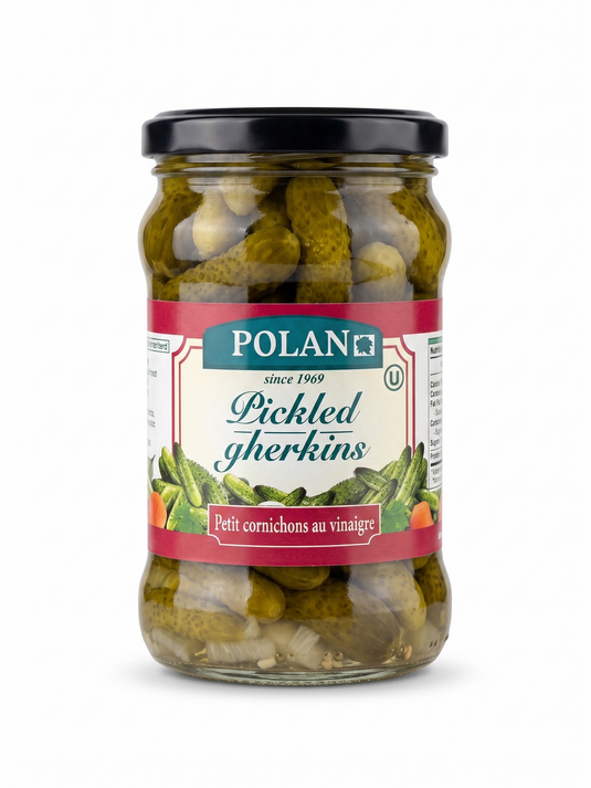 280g Polan Pickled Cucumbers Gherkins Cornichons in Vinegar in Glass Jar - Product of Poland-1