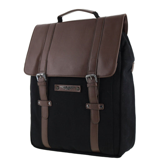 POLICE Messenger Backpack Bag with Laptop Computer Sleeve in Black-0