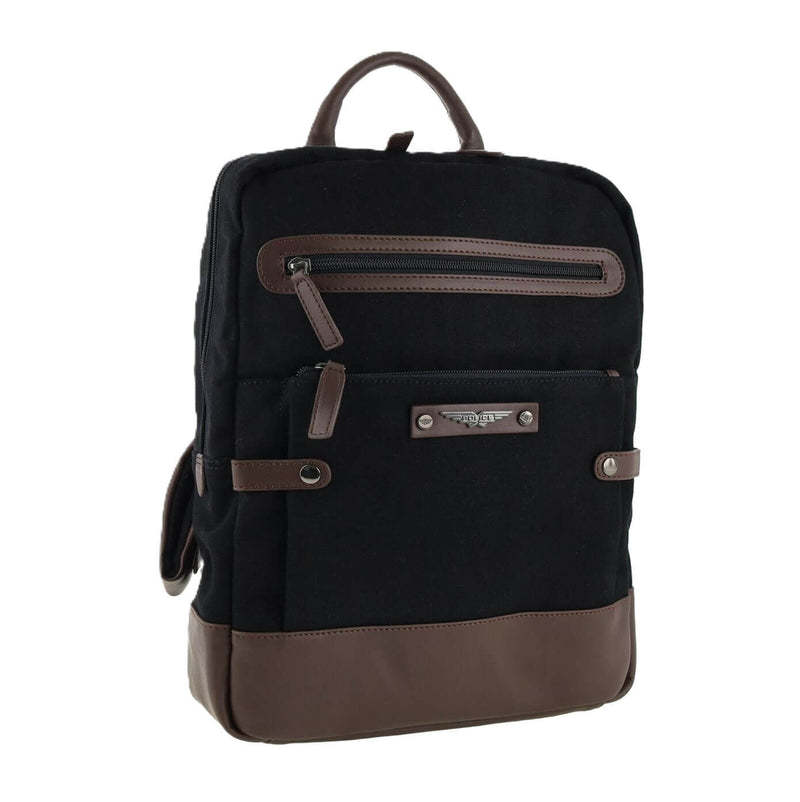 Load image into Gallery viewer, POLICE Wings Mens Canvas Backpack Bag with Laptop Computer Sleeve in Black-1
