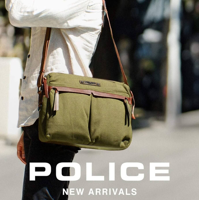 Load image into Gallery viewer, POLICE Wings Canvas Mens Messenger Business Bag w/ Laptop Computer Section in Dark Olive-2
