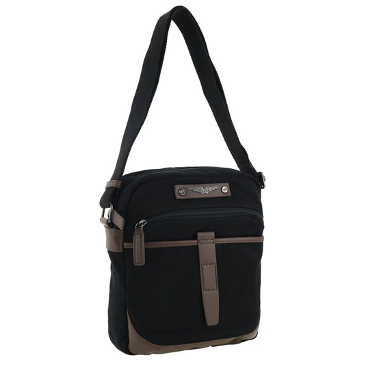 POLICE Wings Mens Canvas Crossbody Bag in Black-0