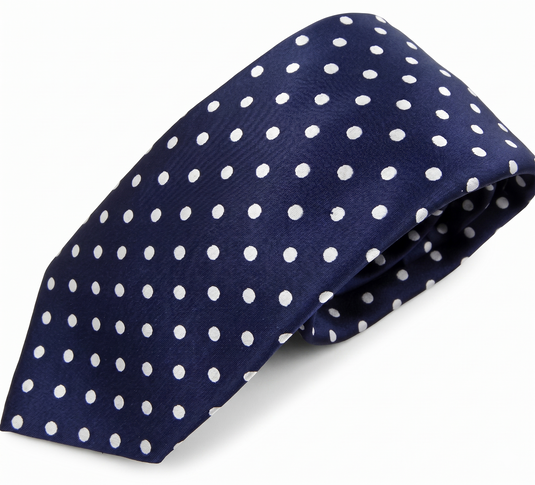 Formalaties Polka Dot 7cm Satin Tie in Navy/White-0