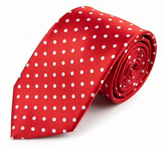 Formalaties Polka Dot 8cm Mens Satin Tie in Red/White-0