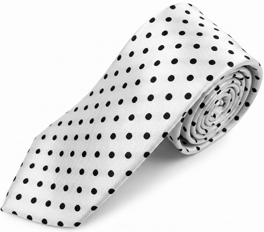 Formalaties Polka Dot 8cm Mens Satin Tie in Silver/Black-1