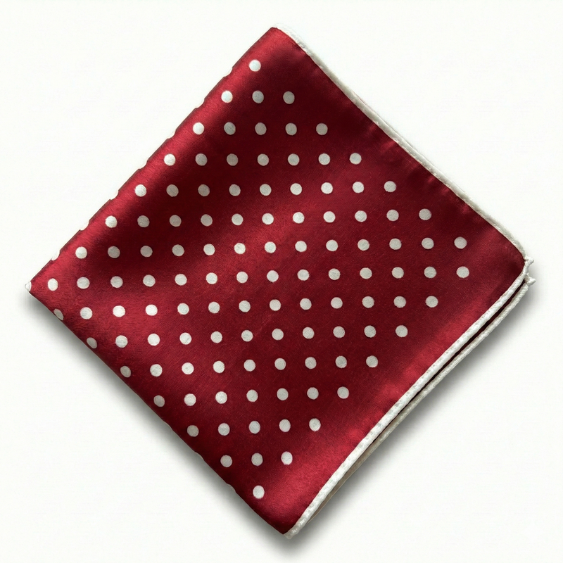 Load image into Gallery viewer, Formalaties Luxury Satin Polka Dot Hank Pocket Square Handkerchief in Red/White-0
