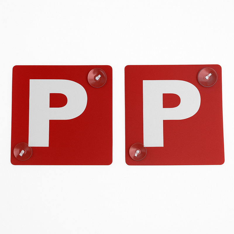Load image into Gallery viewer, 2x RED P PLATES Suction Probationary Car Window Signs for VIC/WA (Victoria &amp; Western Australia)-0
