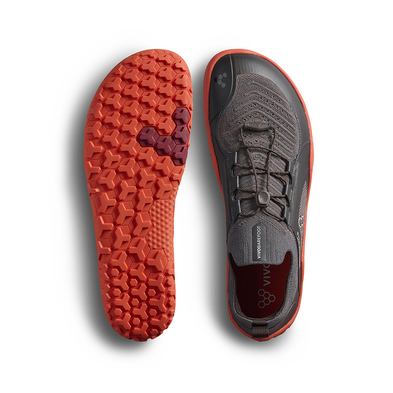 Load image into Gallery viewer, Vivobarefoot Primus Trail Knit FG Mens Obsidian/Cherry Tomato-1
