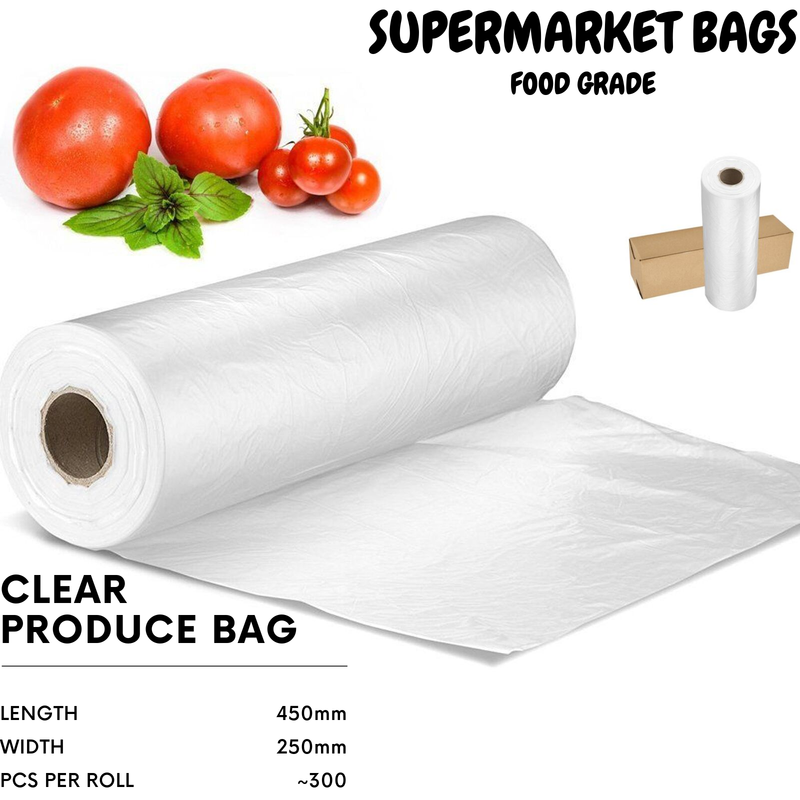 Load image into Gallery viewer, 6 Produce Rolls Bags Heavy Duty Food Grade Freezer Supermarket Bag Gusset-1
