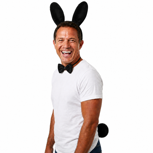 3 Piece Black Rabbit Set Animal Costume Dress Up Party Bow Tie Tail Ears Book Week-0