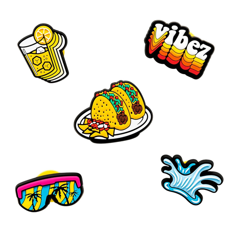 Load image into Gallery viewer, Joybees Popinz 5 Pack Shoe Charms Summer Vibes Beach Pool Party Set in Summa Time-0
