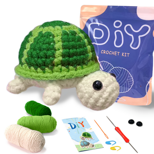 DIY Turtle Knitting Crochet Kit Needles Hooks Set Tools Yarn Sewing Grip-1