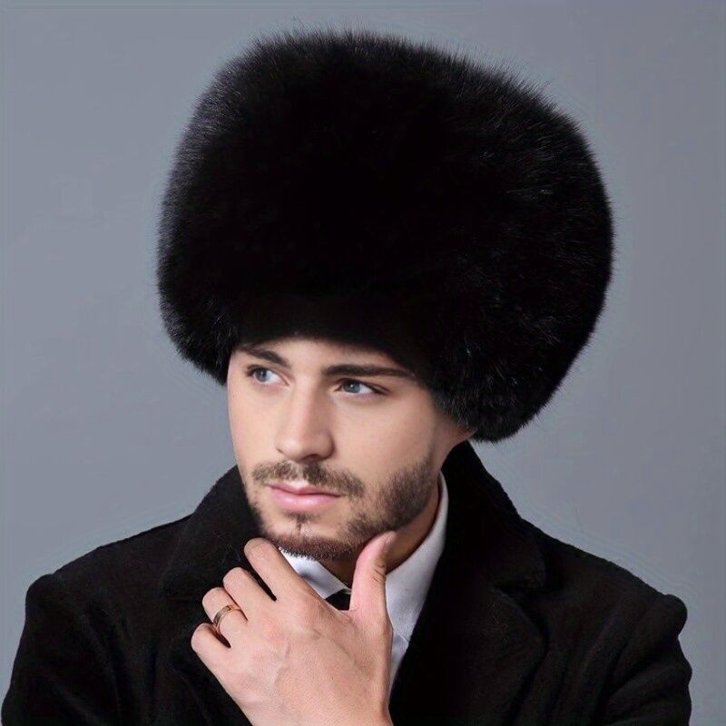 Load image into Gallery viewer, Mens Ushanka Ukrainian Trapper Hat in Black Faux Fur Windproof &amp; Insulated Winter Cap-0
