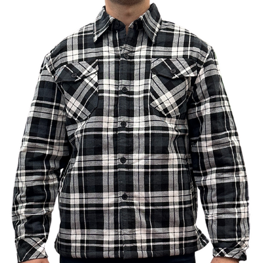 Mens QUILTED FLANNELETTE SHIRT 100% COTTON Flannel Jacket Padded Long Sleeve-4