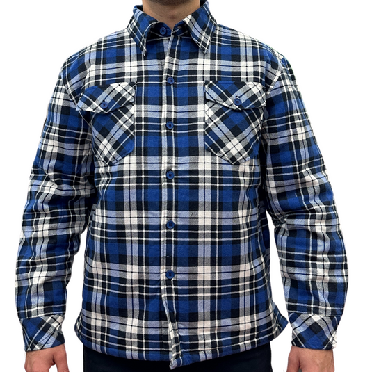 Mens QUILTED FLANNELETTE SHIRT 100% COTTON Flannel Jacket Padded Long Sleeve-5