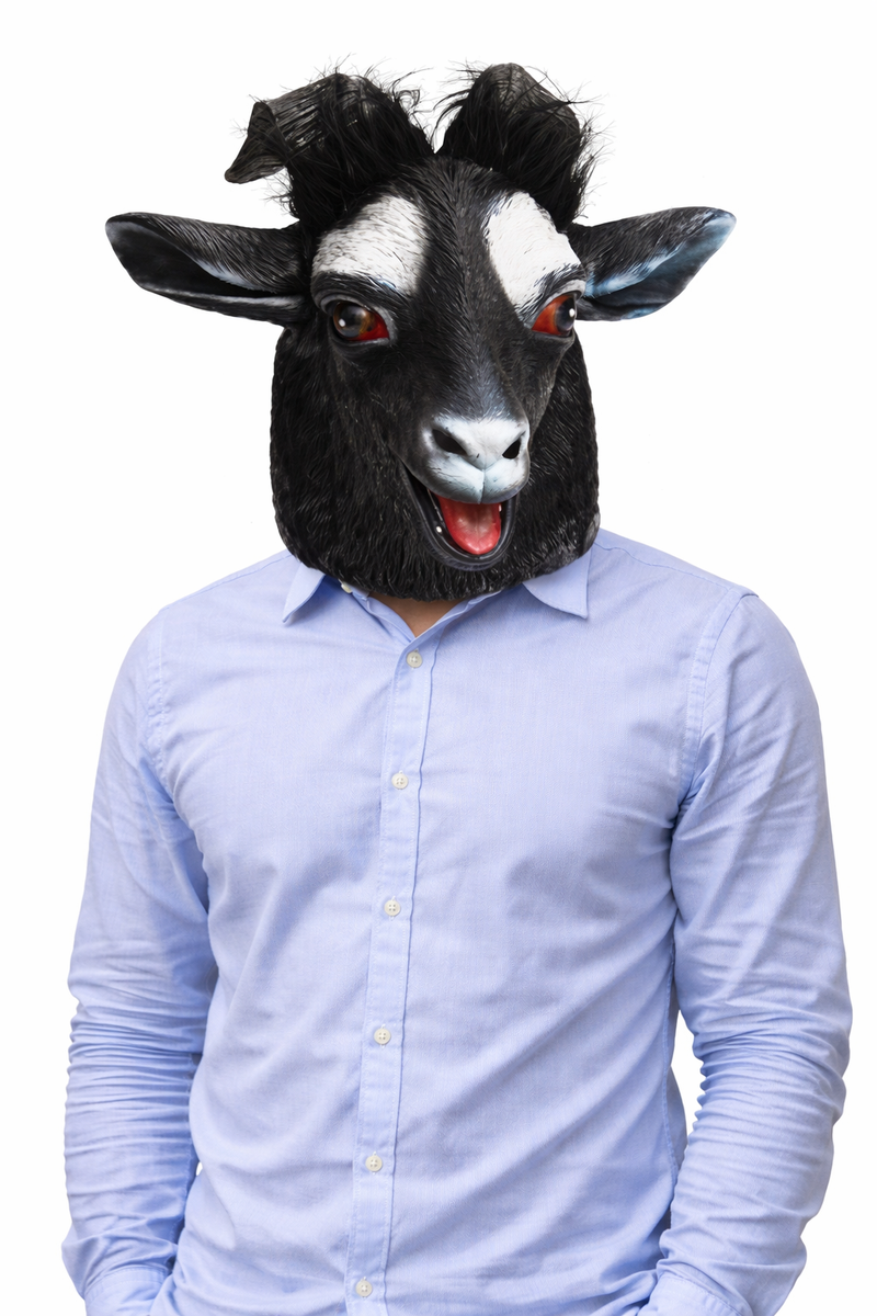Load image into Gallery viewer, Goat Latex Mask Full Head Animal Sheep Costume Halloween Party Cosplay - Black-1
