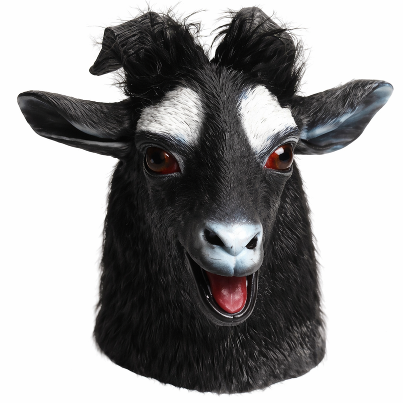 Load image into Gallery viewer, Goat Latex Mask Full Head Animal Sheep Costume Halloween Party Cosplay - Black-2
