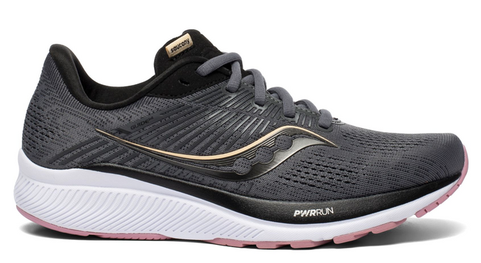 Saucony Womens Guide 14 Shoes Athletic Runners Sneakers Running - Charcoal/Rose-0