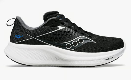 Saucony Womens Ride 17 Wide Shoes Sneakers Runners in Black/White-1