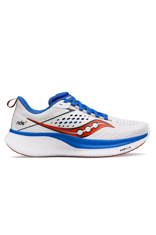 Saucony Mens Ride 17 (D) Shoes Sneakers Runners Running in White/Cobalt-1