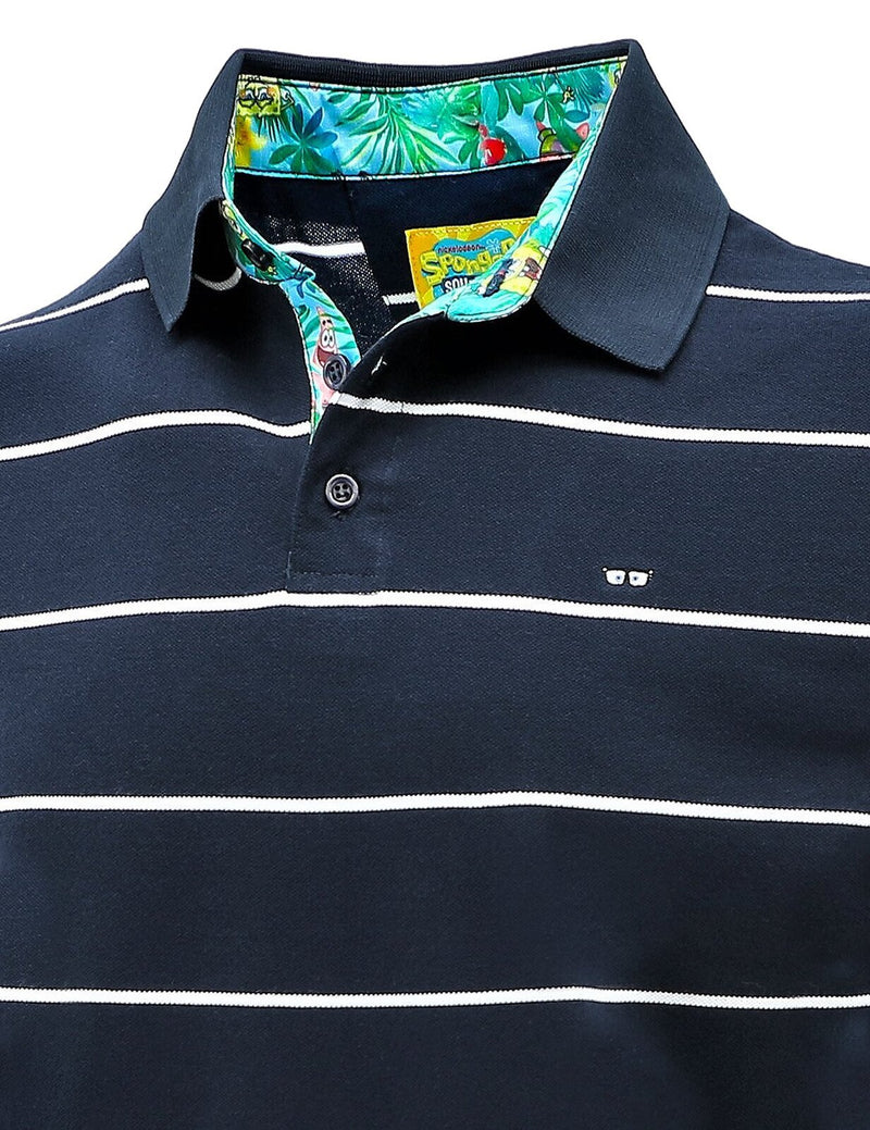 Load image into Gallery viewer, SpongeBob SquarePants Mens Polo Shirt Top Official Authentic - Navy Stripe-3
