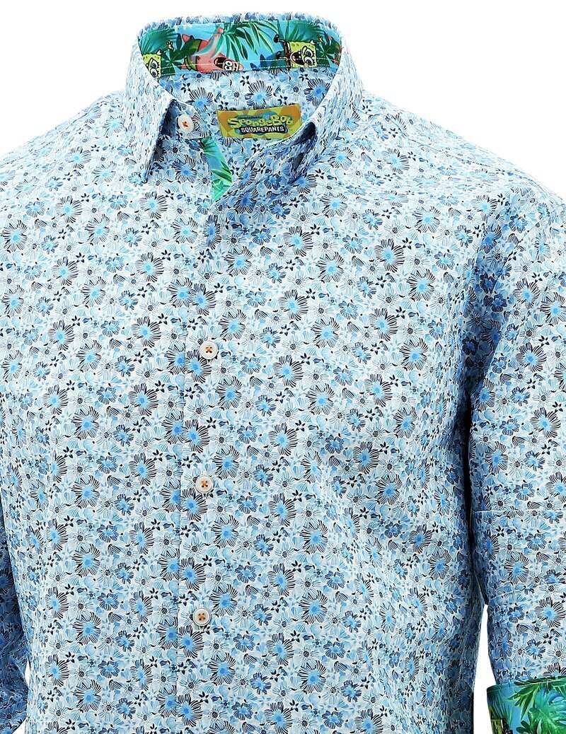 Load image into Gallery viewer, SpongeBob Squarepants Mens Long Sleeve Shirt Hawaiian - Floral Print-4

