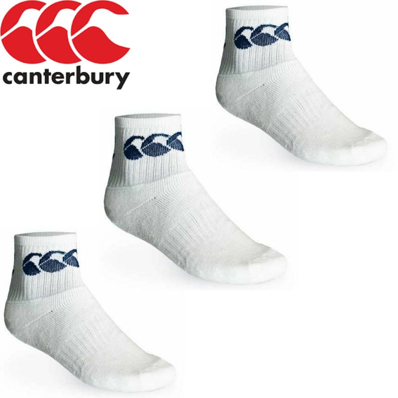 Load image into Gallery viewer, 3pk CCC CANTERBURY Cotton Sport Socks Crew Pack - White/Navy-1
