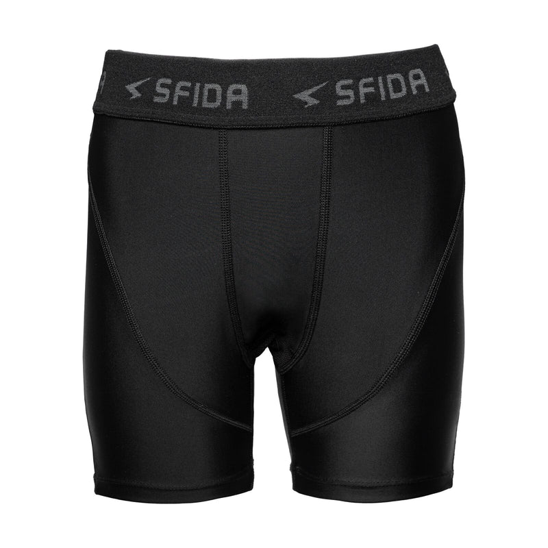 Load image into Gallery viewer, Sfida Boys Compression Base Layer Sports 1/4 Quarter Shorts Childrens Kids in Black-0
