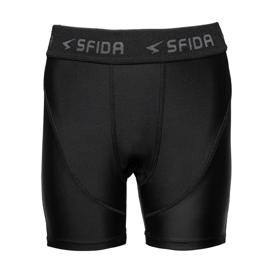 Sfida Boys Compression Base Layer Sports 1/4 Quarter Shorts Childrens Kids in Black-0
