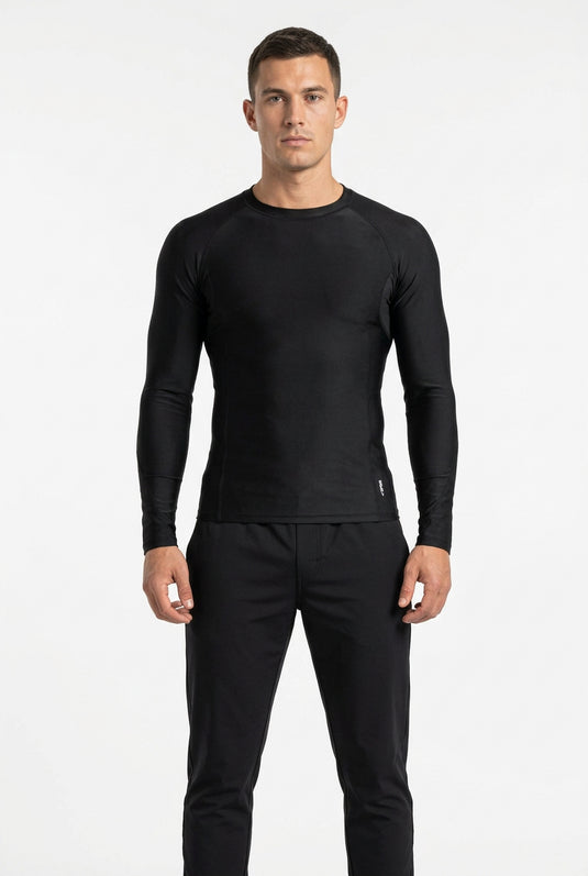 Sfida Men's Long Sleeve Compression Base Layer Top - Black