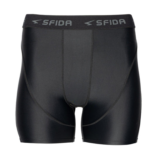 Sfida Mens Compression Base Layer Sports 1/4 Quarter Shorts in Black-0
