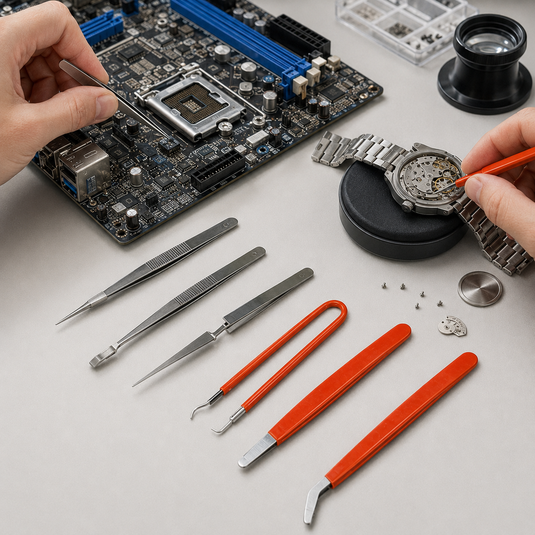 7pcs Precision Tweezers Set for Maintenance & Repair Work (Computers/Electrical/Watch Repair and more)-3