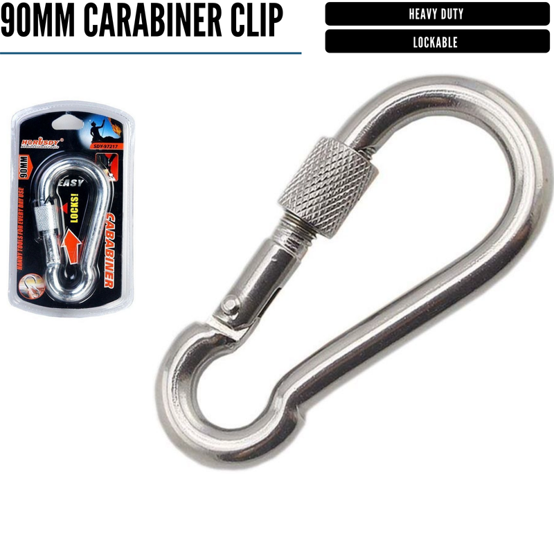 Load image into Gallery viewer, 90mm Stainless Steel CARABINER Clip Hook Lockable Mountain Climbing-1
