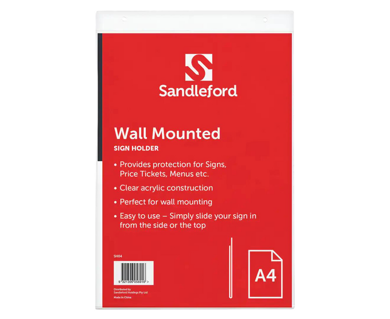 Load image into Gallery viewer, Sandleford A4 Wall-Mounted Sign Holder Clear Portrait 21.3cm x 4cm x 32.3cm-1
