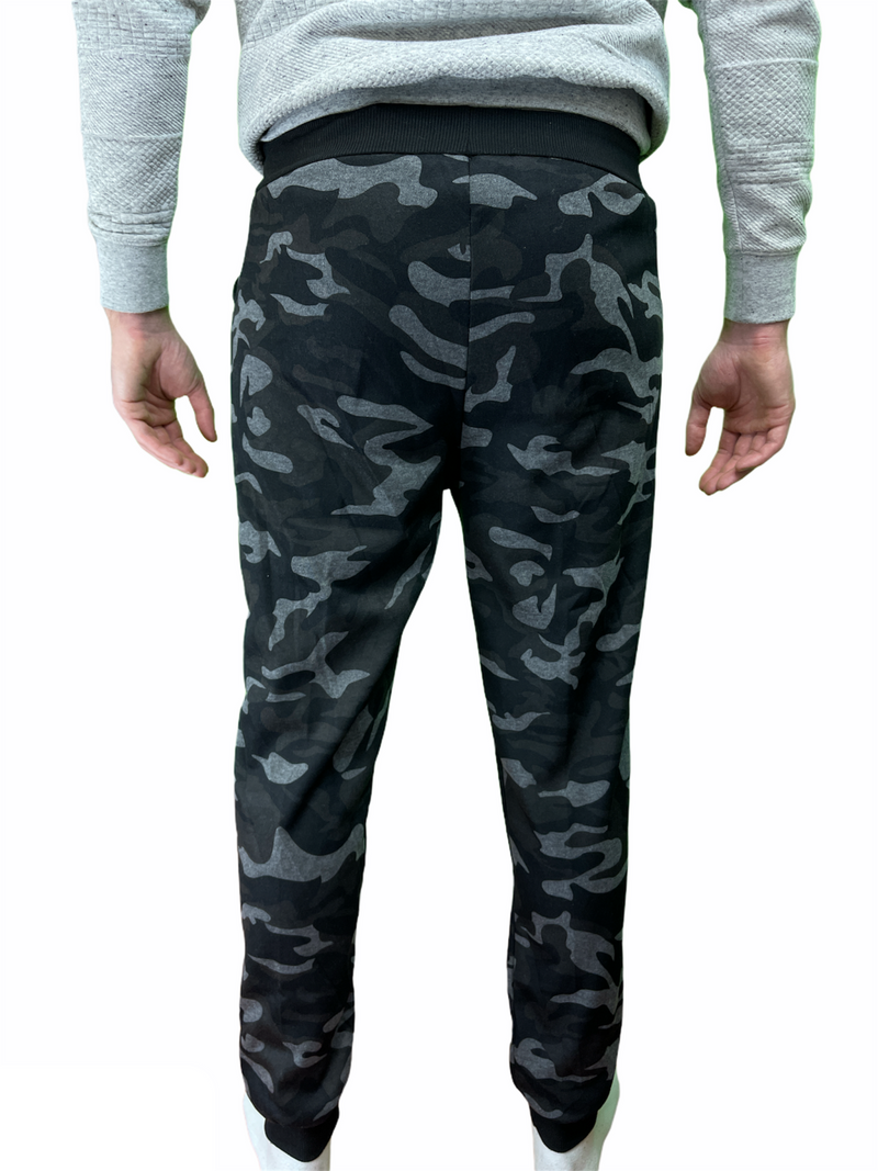 Load image into Gallery viewer, Mens Camouflage Track Pants Fleece Lined Jogger Camo Sweatpants Trackies - Black/Grey-4
