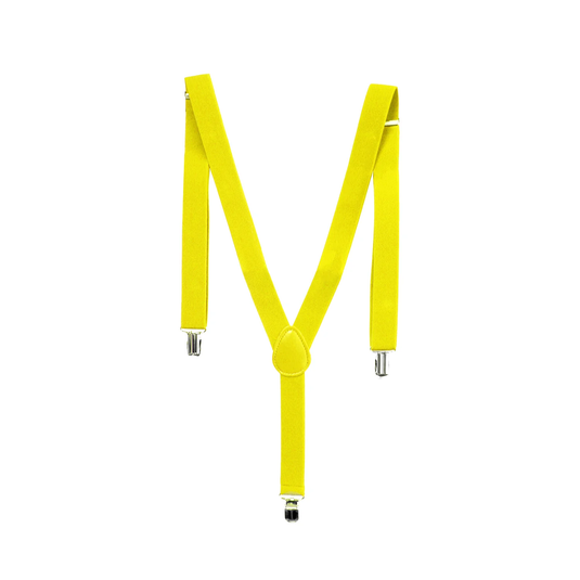 Mens Suspenders Braces Adjustable Strong Clip On Elastic Formal Wedding Slim - Yellow-0