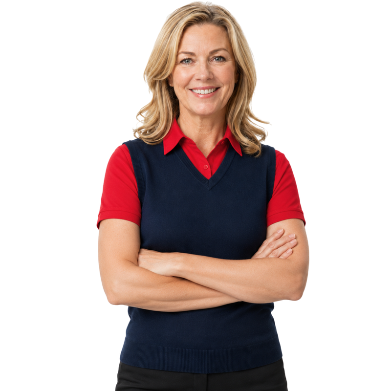 Load image into Gallery viewer, Sporte Leisure Womens V-Neck Wool Blend Knit Vest in Navy-0
