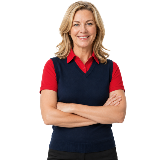 Sporte Leisure Womens V-Neck Wool Blend Knit Vest in Navy-1