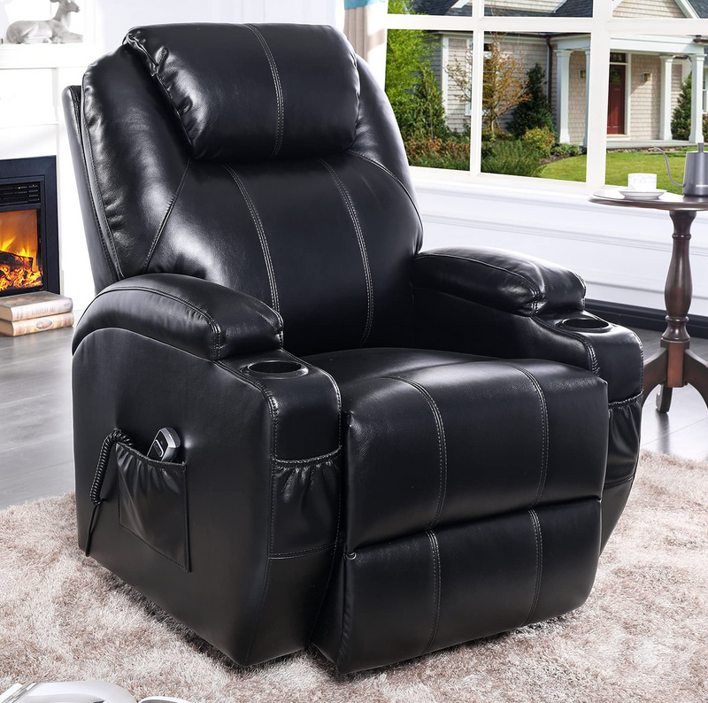Load image into Gallery viewer, S*MAX Electric Power Lift Recliner Chair with Cup Holders, USB Charging and Remote Control in Black PU Leather-0
