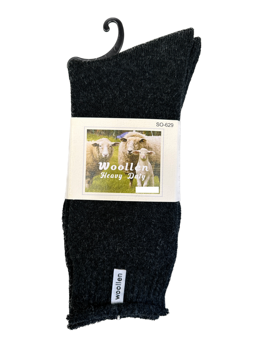 1 Pair Premium Mens Wool Heavy Duty Thick Work Socks Cushion Woolen - Black-0